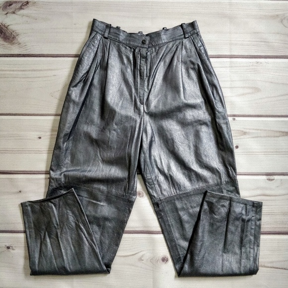 Begedor Italia Pants - Begedor Italia Vintage Gunmetal Leather Pants